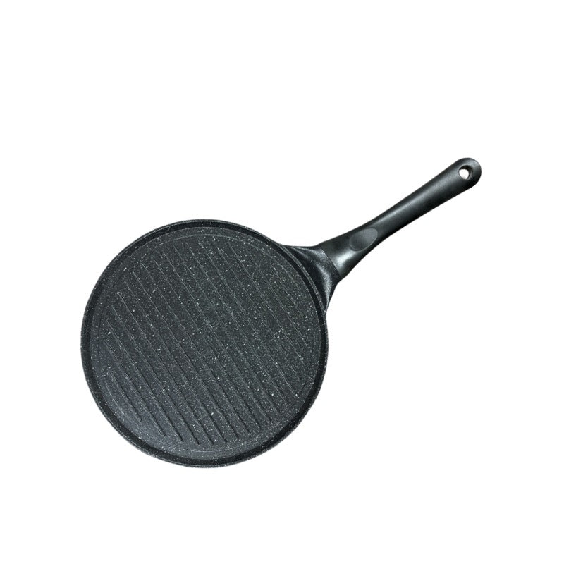 Black Steak + Black Handle (Gas Model) Non-Stick Pancake Pan - 7-Hole Fun Shapes Breakfast Griddle (27cm)
