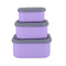 Purple 3-Piece Stackable Silicone Food Storage Container Set - Microwave Safe Lunch Boxes (300/700/1300ml)
