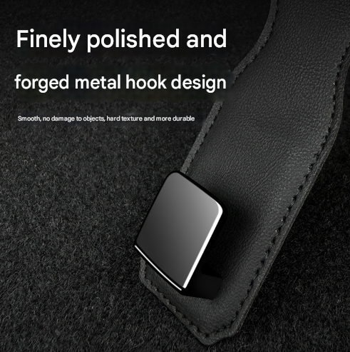 Coffee Heavy Duty Car Headrest Hooks (Set of 4 Units) - PU Leather Seat Back Organizer Hangers