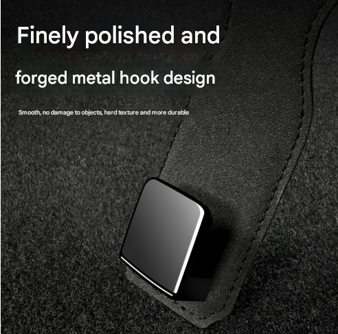 Black Premium PU Leather Car Headrest Hooks (Set of 4) - Stylish Seat Back Organizer Hangers