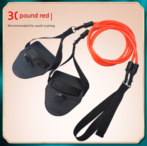 Red Flippers [Training Stroke] [30lbs] Swim Resistance Band Trainer - Dry-Land Arm Strength & Stroke Exercise Cords