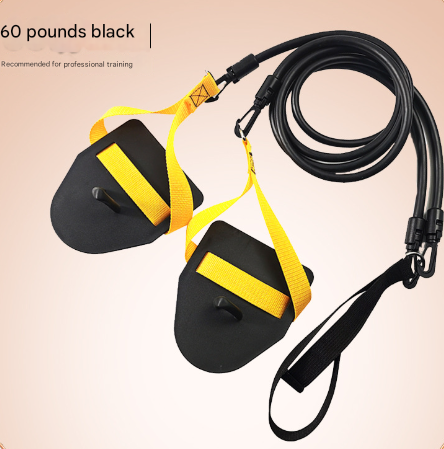 Black-yellow Flippers [Training Stroke] [60lbs] Swim Resistance Band Trainer - Dry-Land Arm Strength & Stroke Exercise Cords