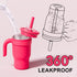 Rose Red 14oz Insulated Tumbler with Handle & Straw - 304 Stainless Steel Car Cup (Contrast Color)