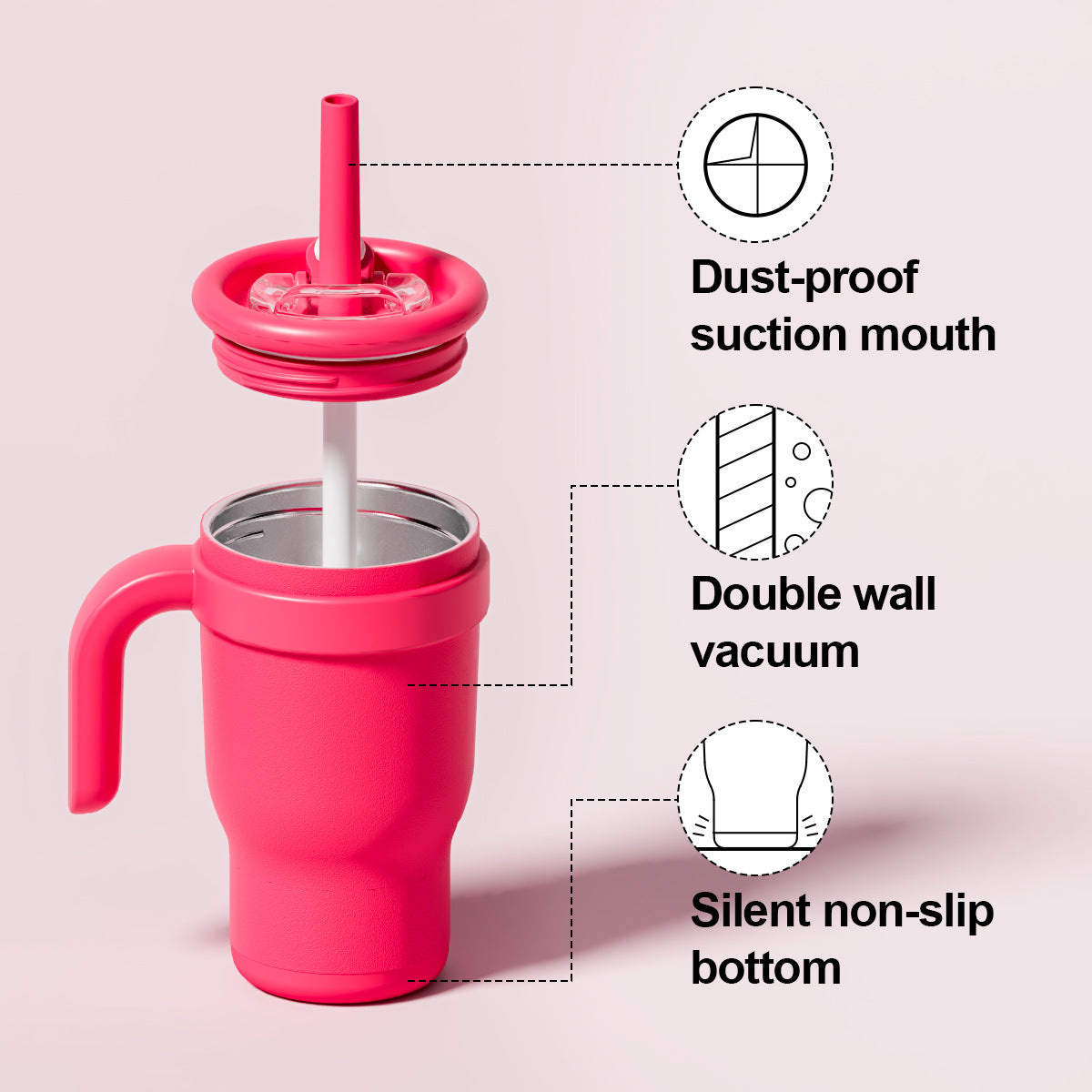 Green 14oz Insulated Tumbler with Handle & Straw - 304 Stainless Steel Car Cup (Contrast Color)