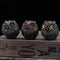 Set of Three Groups of Three Colors Small Decorative Resin Owl Figurine - Textured Statue with Blue Eyes(Blue, Green, Red)