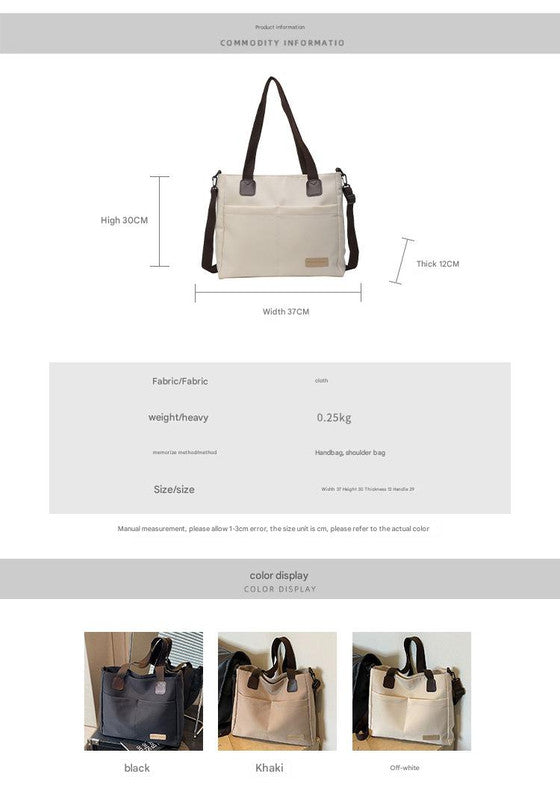 Stylish white canvas tote bag with detachable shoulder strap