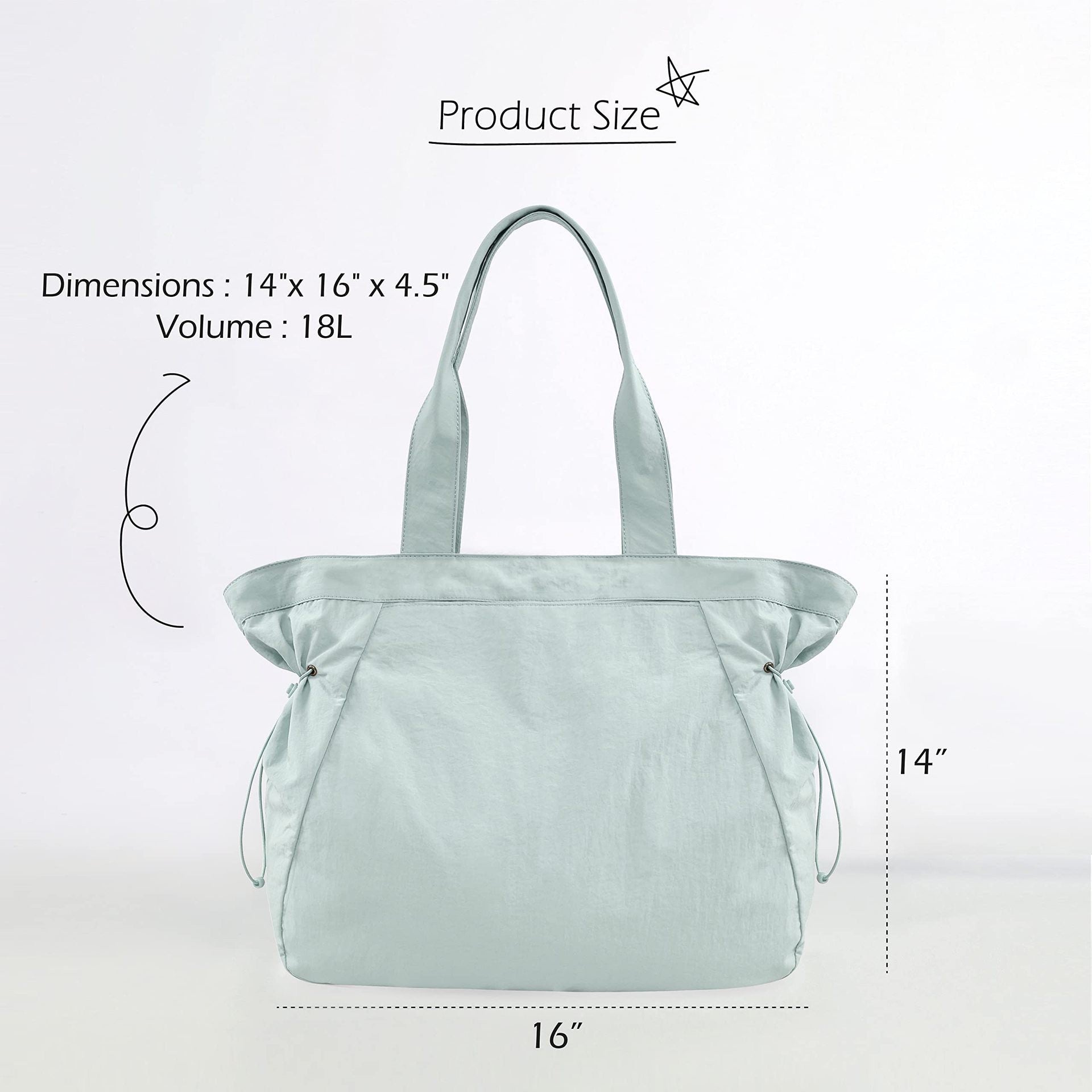 Water-Resistant Tote Bag with Drawstring Side-Cinch and Snap Closure - 18L Capacity Pink