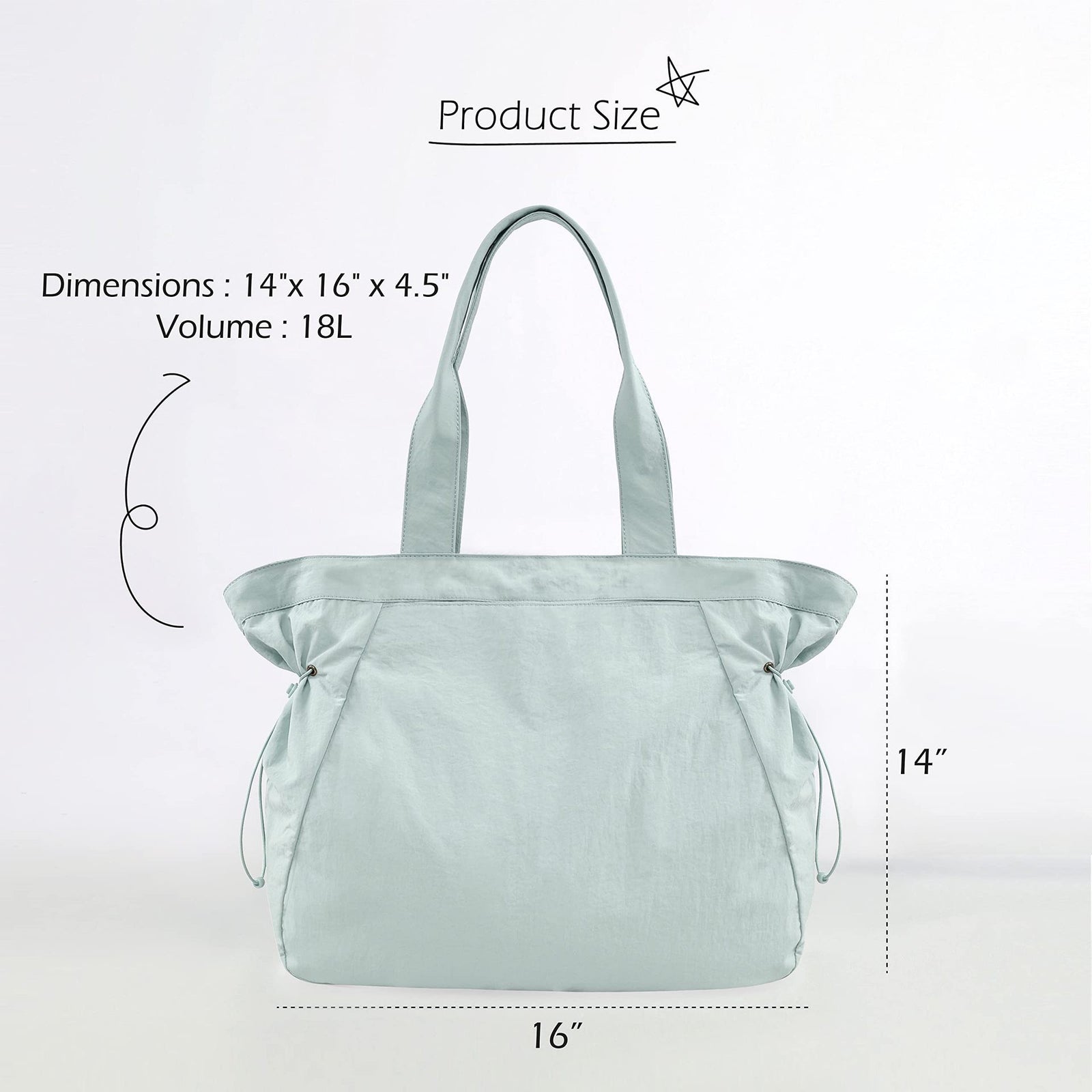 Water-Resistant Tote Bag with Drawstring Side-Cinch and Snap Closure - 18L Capacity Pink