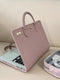 Stylish Leather Laptop Sleeve with Handle and Perforated Design - Soft Pink Color
