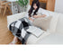 Double-Sided Geometric & Plush Throw Blanket - Warm 70x100cm Multi-Use Wrap(Black and white checkered/reverse gray)