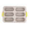 Brown 6-hole silicone baking mold, perforated loaf pan 37.5 cm x 24.5 cm, suitable for bread and cakes (sold in sets of 2)