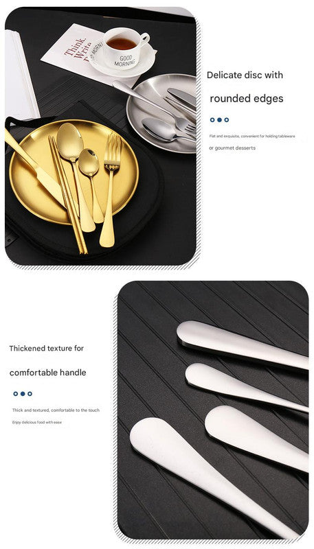 6-Piece Portable Stainless Steel Cutlery Set with Plate and Bag - Silver, Great for Camping and Travel (Steak Knife)