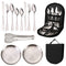 6-Piece Portable Stainless Steel Cutlery Set with Plate and Bag - Silver, Great for Camping and Travel (Teaspoon)