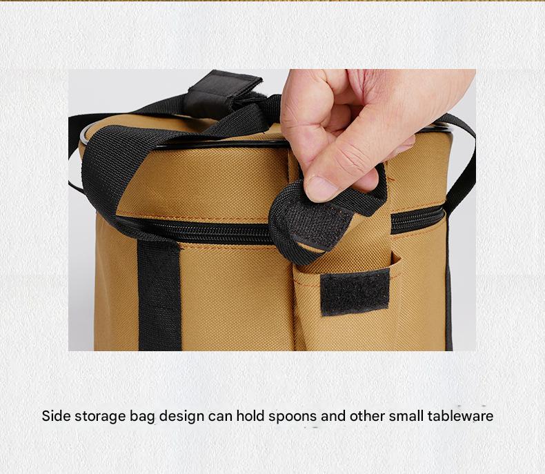 Portable Outdoor Kitchen Utensil Organizer,Waterproof Camping Cookware Storage Bag, Khaki-Size M