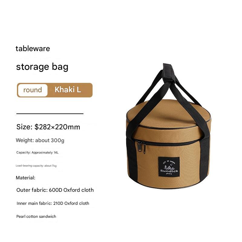 Portable Outdoor Kitchen Utensil Organizer,Waterproof Camping Cookware Storage Bag, Khaki-Size L