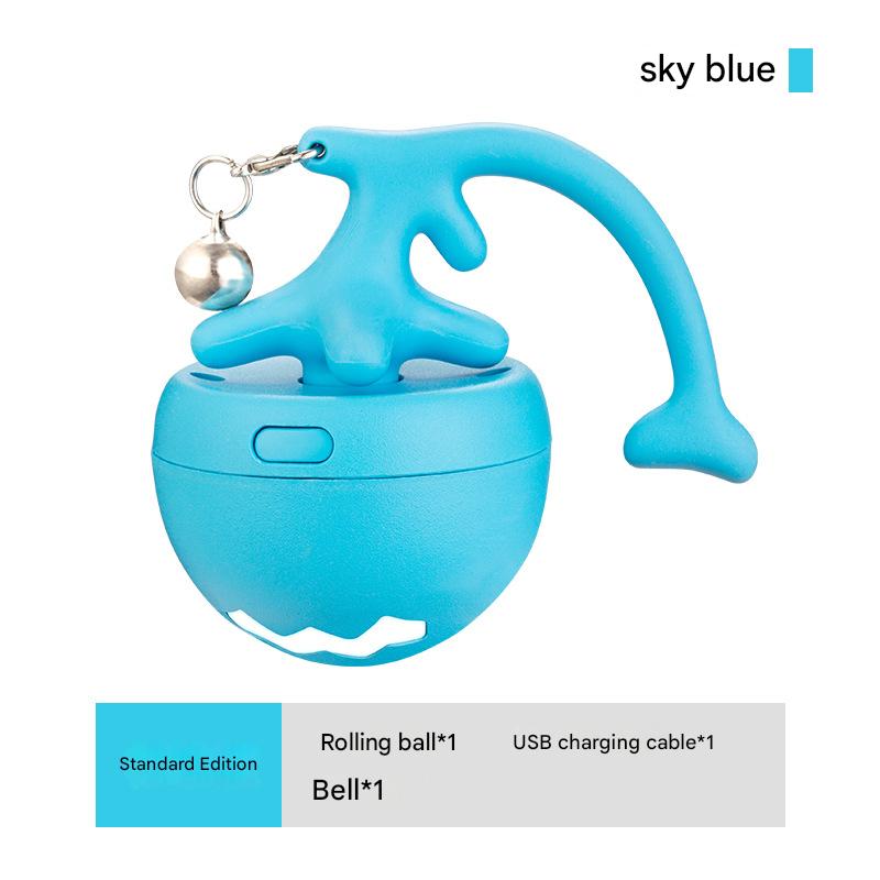 Rechargeable Interactive Cat Toy - Self-Rolling Ball with LED Light,Standard Edition Blue