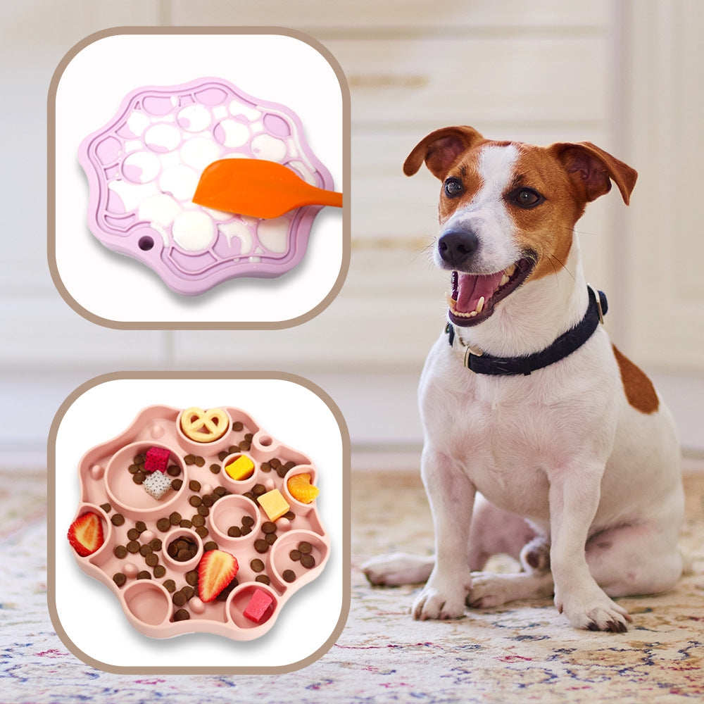 Silicone Dog Slow Feeder and Licking Mat - 2 in 1 Puzzle Bowl for Dog Slow Feeding(orange)