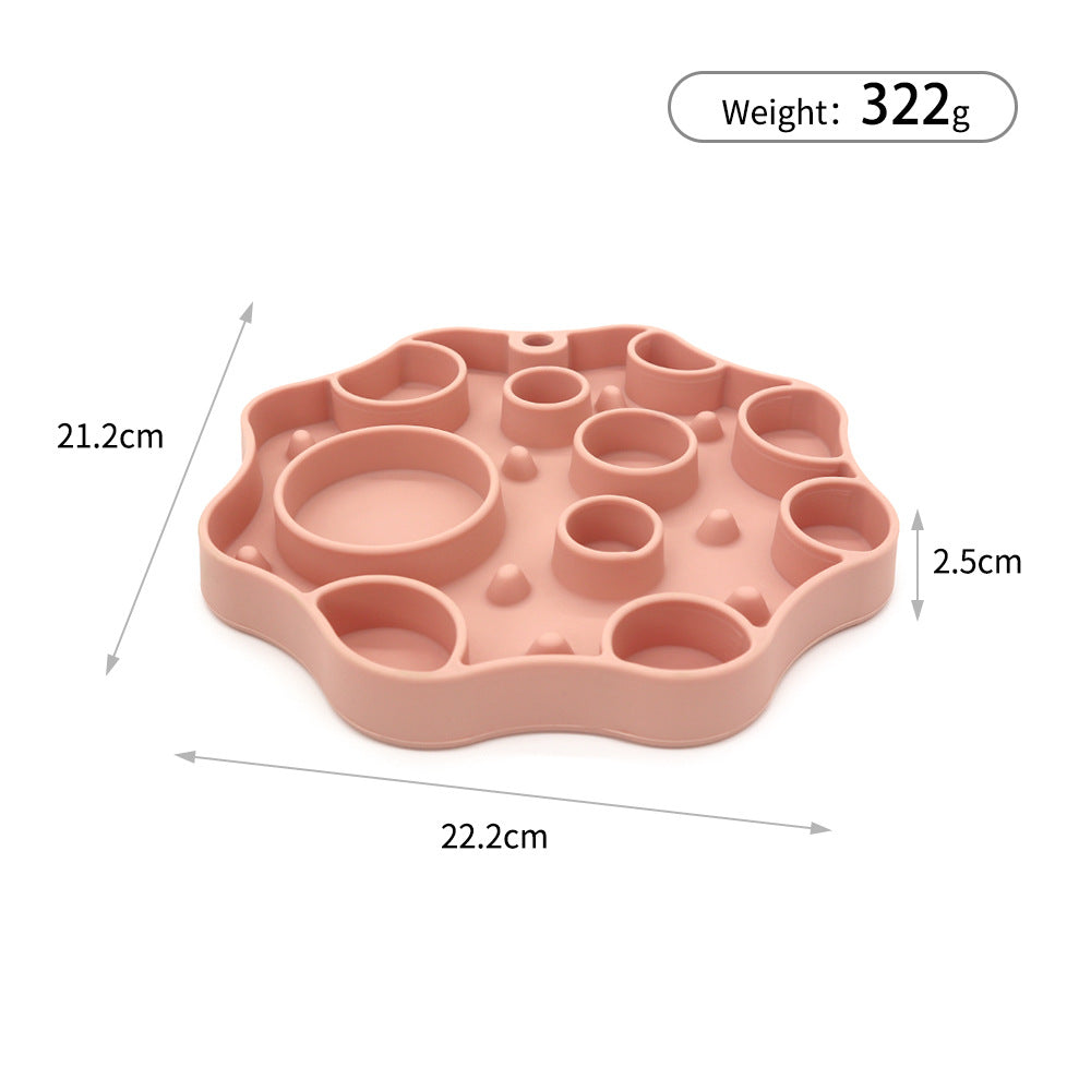 Silicone Dog Slow Feeder and Licking Mat - 2 in 1 Puzzle Bowl for Dog Slow Feeding(Light purple)