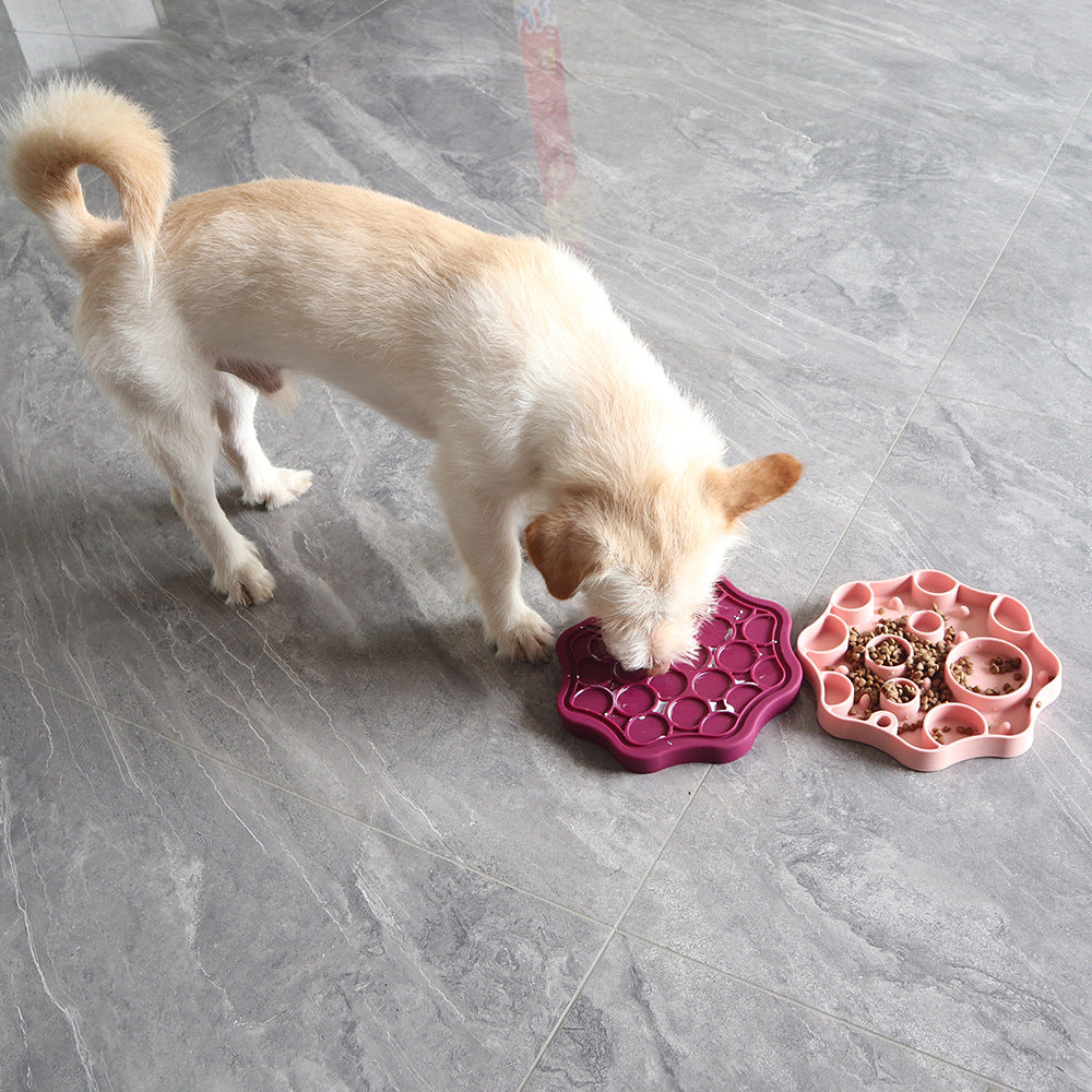 Silicone Dog Slow Feeder and Licking Mat - 2 in 1 Puzzle Bowl for Dog Slow Feeding(Navy blue)