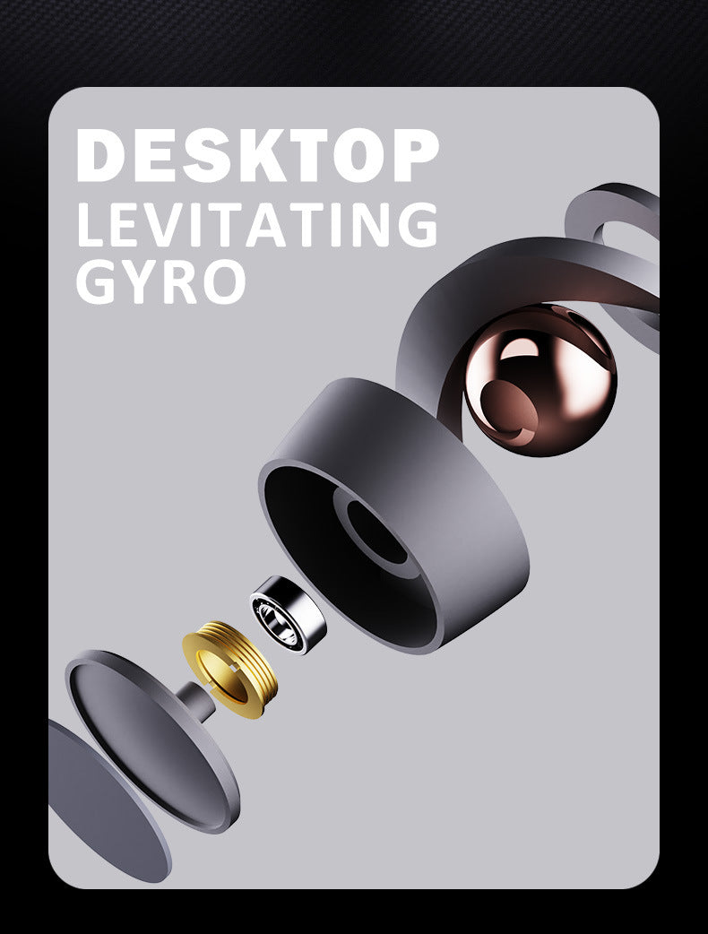 Desktop Levitating Gyro,Magnetic Floating Desk Toy for Stress Relief, Elegant Design-grey
