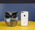 White Gold resin owl statue - modern perforated design for living room TV cabinet and entryway decoration