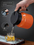 Orange 316 Stainless Steel Stewing Tea Kettle with Wooden Handle - Insulated Tea and Coffee Kettle with Infuser for Home and Office