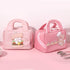 Pink Cute Cartoon Lunch Bag - Large Capacity Insulated Handbag for Students and Office Use