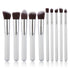 10-Piece White silver Makeup Brush Set - Large and Small Brushes for Professional Beauty Application