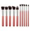 10-Piece Pink silver Makeup Brush Set - Large and Small Brushes for Professional Beauty Application