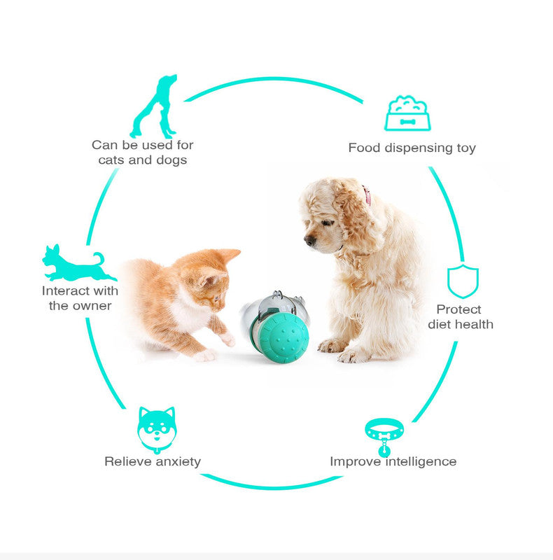 Pet Tumbler Treat Dispenser Ball��Interactive Feeding Toy for Dogs and Cats(Green and white)