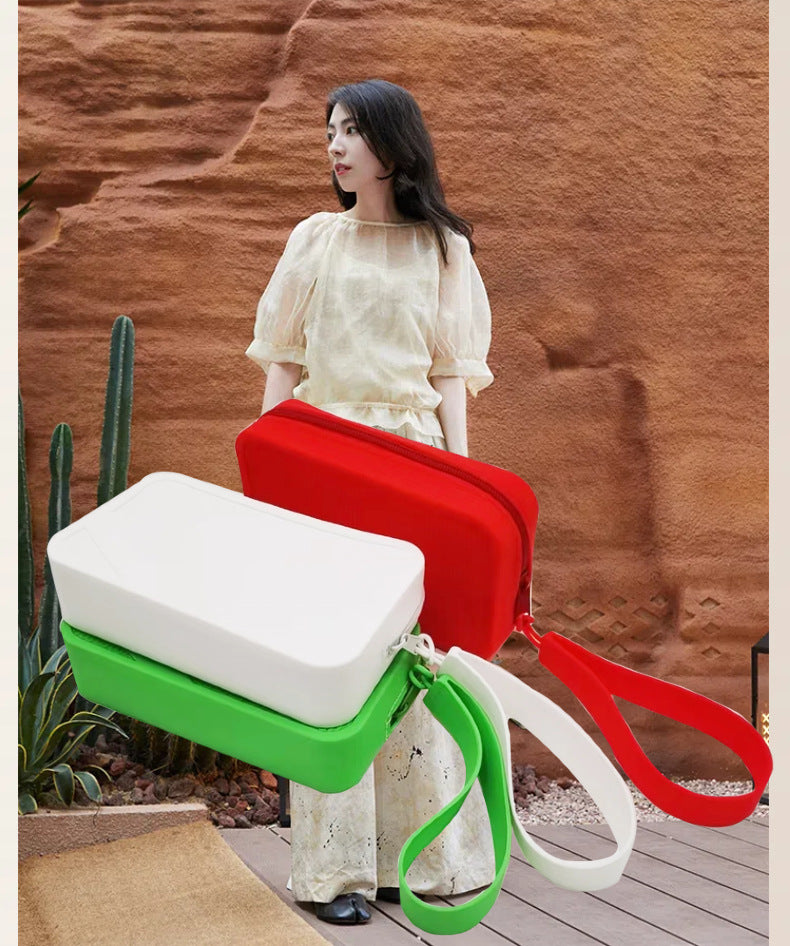 Grass green Silicone Zipper Storage Pouch - Stylish Multi-Purpose Organizer with Wrist Strap
