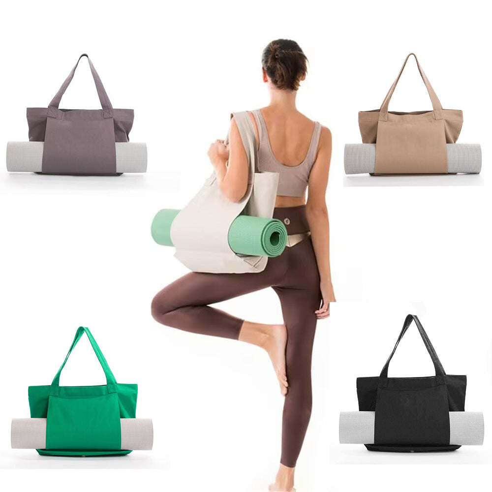Yoga Mat Tote Bag - Durable Canvas Shoulder Bag for Outdoor Workouts & Travel(Grey)