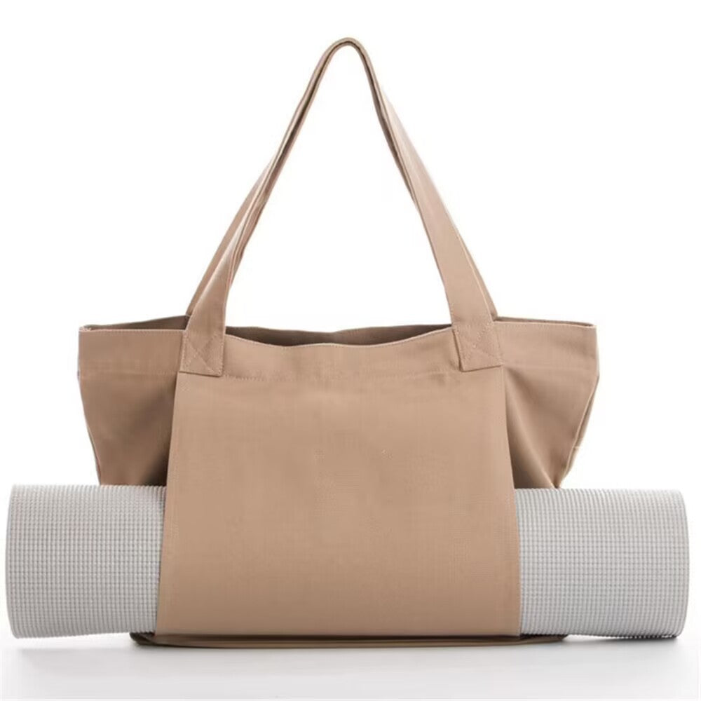 Yoga Mat Tote Bag - Durable Canvas Shoulder Bag for Outdoor Workouts & Travel(Apricot)