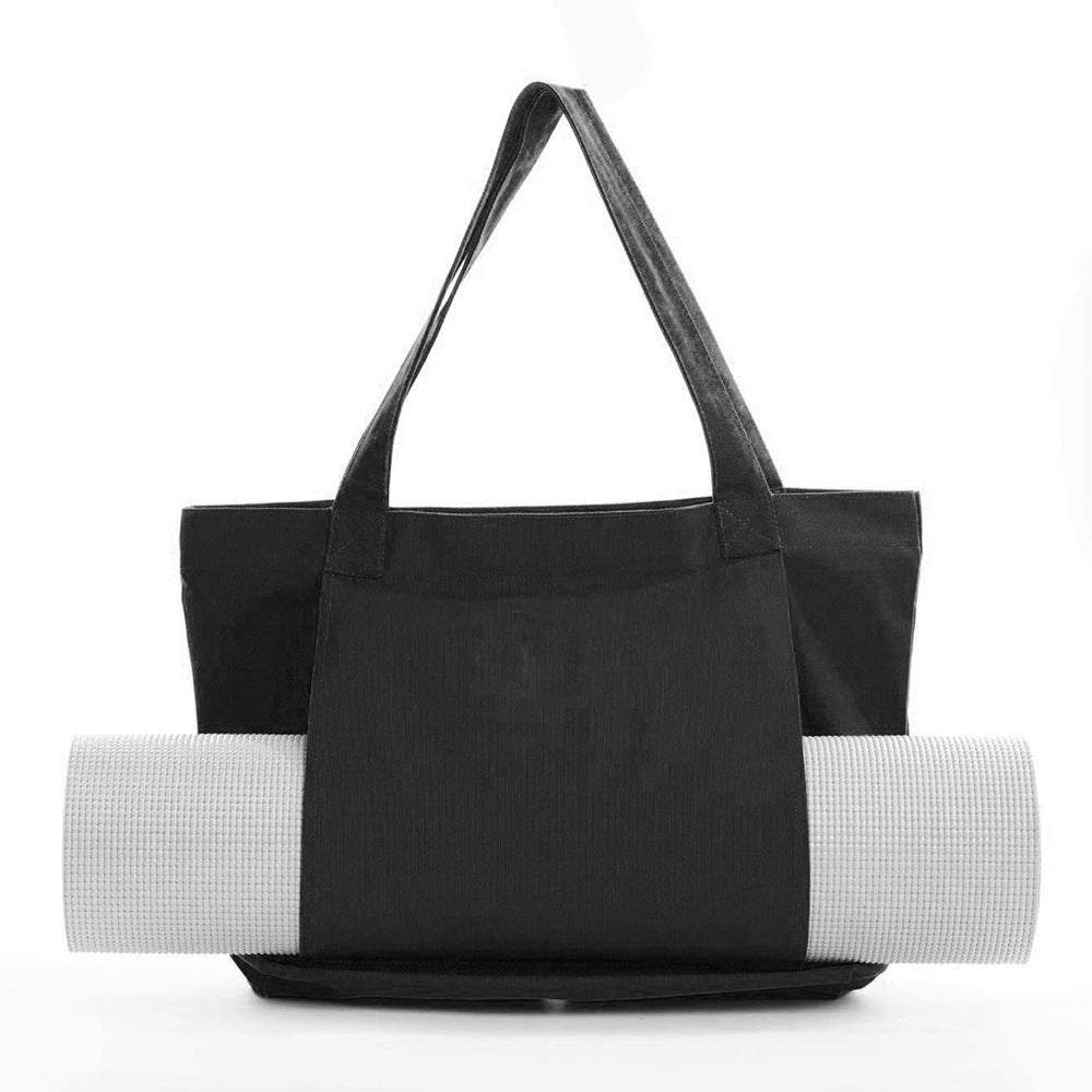 Yoga Mat Tote Bag - Durable Canvas Shoulder Bag for Outdoor Workouts & Travel(Black)