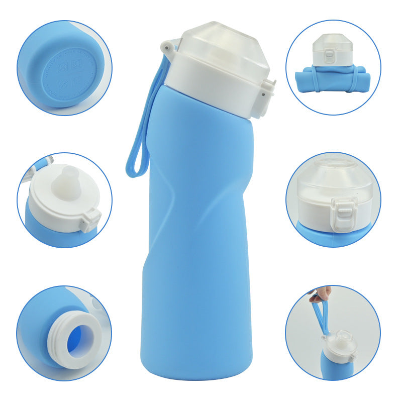 Pink Collapsible Silicone Water Bottle - Portable Large Capacity Outdoor Hiking Flask