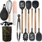 Black 12-Piece Silicone Cooking Utensil Set - Non-Stick Food-Grade Kitchen Tools with Holder