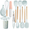Morandi Green 12-Piece Silicone Cooking Utensil Set - Non-Stick Food-Grade Kitchen Tools with Holder