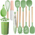Bamboo Leaf Green 12-Piece Silicone Cooking Utensil Set - Non-Stick Food-Grade Kitchen Tools with Holder