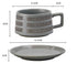 Vintage Ceramic Coffee Cup and Saucer Set - Elegant Afternoon Tea Set(Wave Pattern Gray)