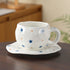 Hand-Painted Ceramic Coffee Cup and Saucer Set - Vintage Afternoon Tea(Blue five-pointed star)