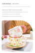 Hand-Painted Ceramic Coffee Mug and Saucer Set - Whimsical Afternoon Tea Cup with Spoon(Black-edged bow)