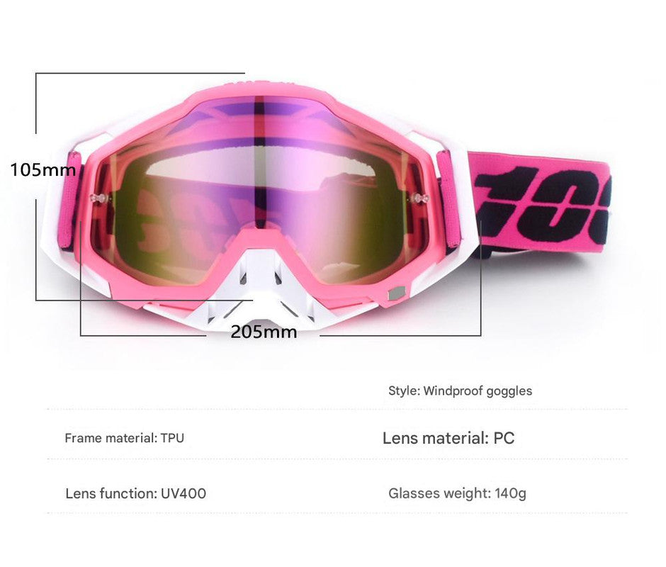 White Black Motorcycle Goggles - UV-Protective Anti-Dust Riding Glasses for Outdoor Sports(Red lenses)