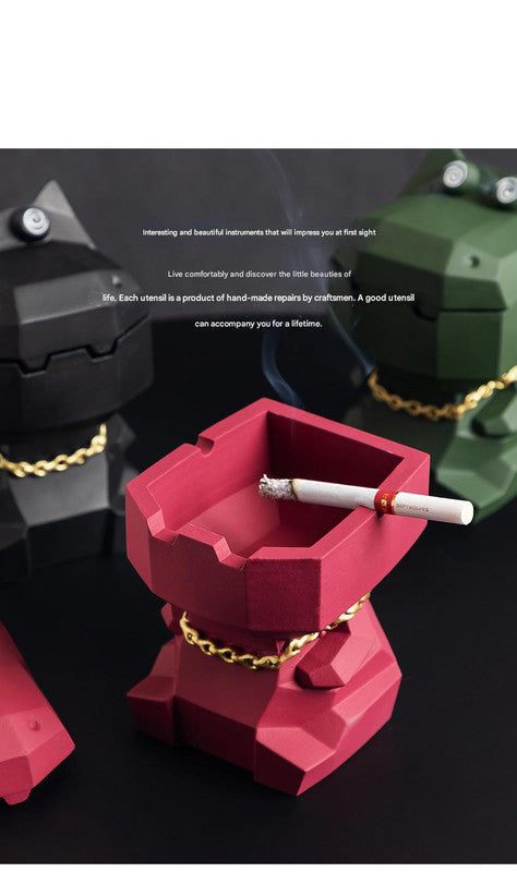 Hippo Ashtray with Lid - Stylish Geometric Decor for Home and Office(Pink)