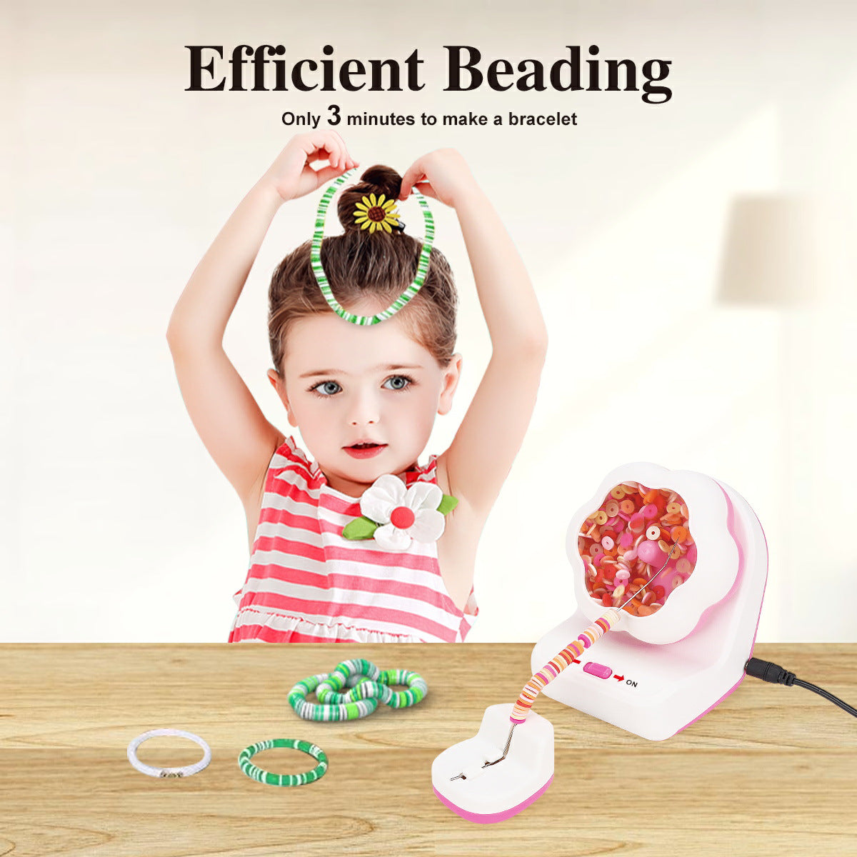 Electric Bead Spinner - DIY Bracelet Maker with Beading Bowl and Needles(grey)