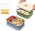 Dark green Microwave-Safe Silicone Lunch Box with 4 Compartments - Airtight Bento Box for Work and Travel