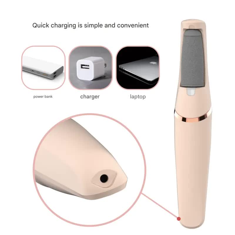 Rechargeable Electric Foot File - Waterproof Callus Remover with Interchangeable Heads(white)