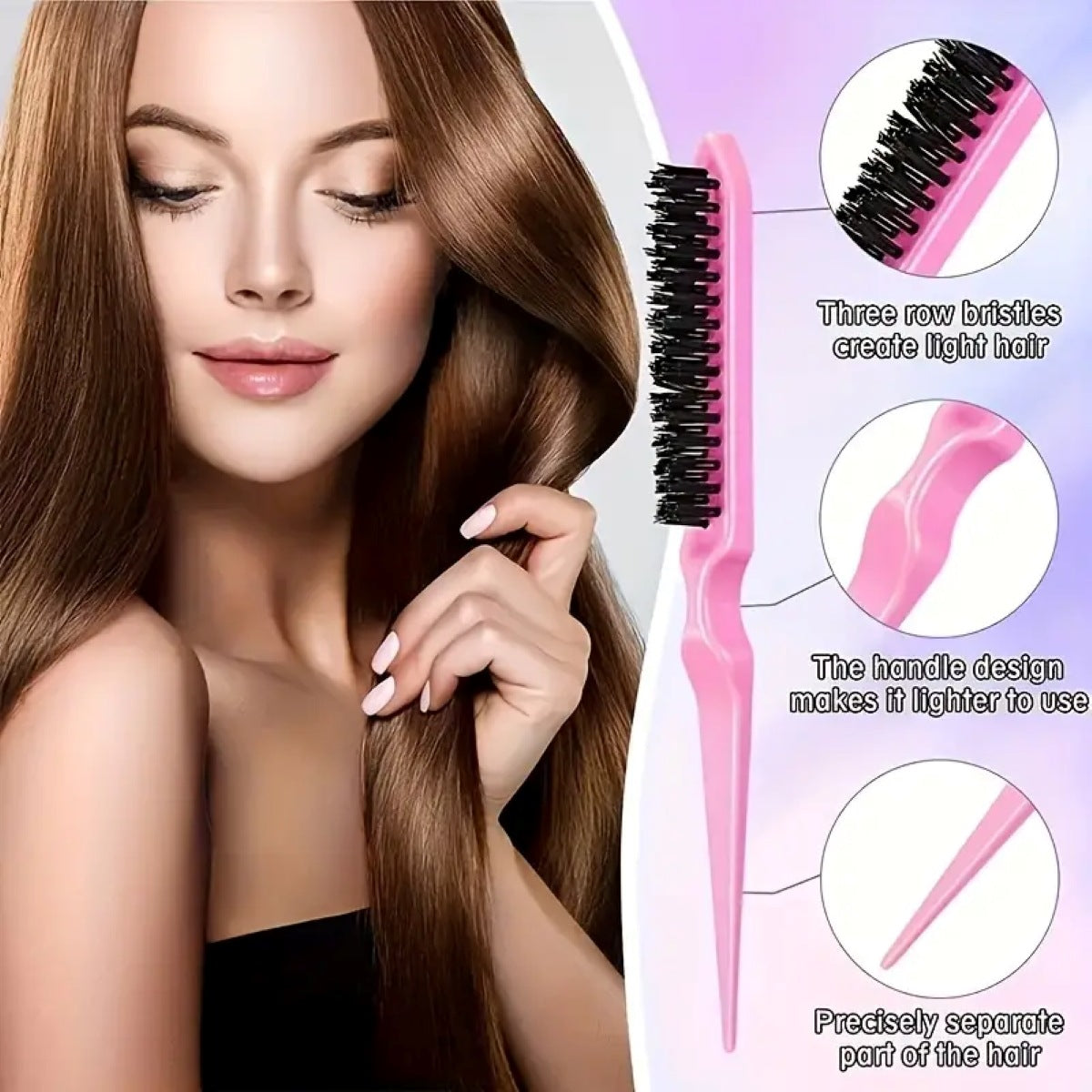 Complete Hair Styling Kit with Detangling Brushes, Combs, Spray Bottle, and Accessories(pink)