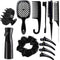 Complete Hair Styling Kit with Detangling Brushes, Combs, Spray Bottle, and Accessories(black)