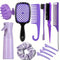 Complete Hair Styling Kit with Detangling Brushes, Combs, Spray Bottle, and Accessories(Purple)