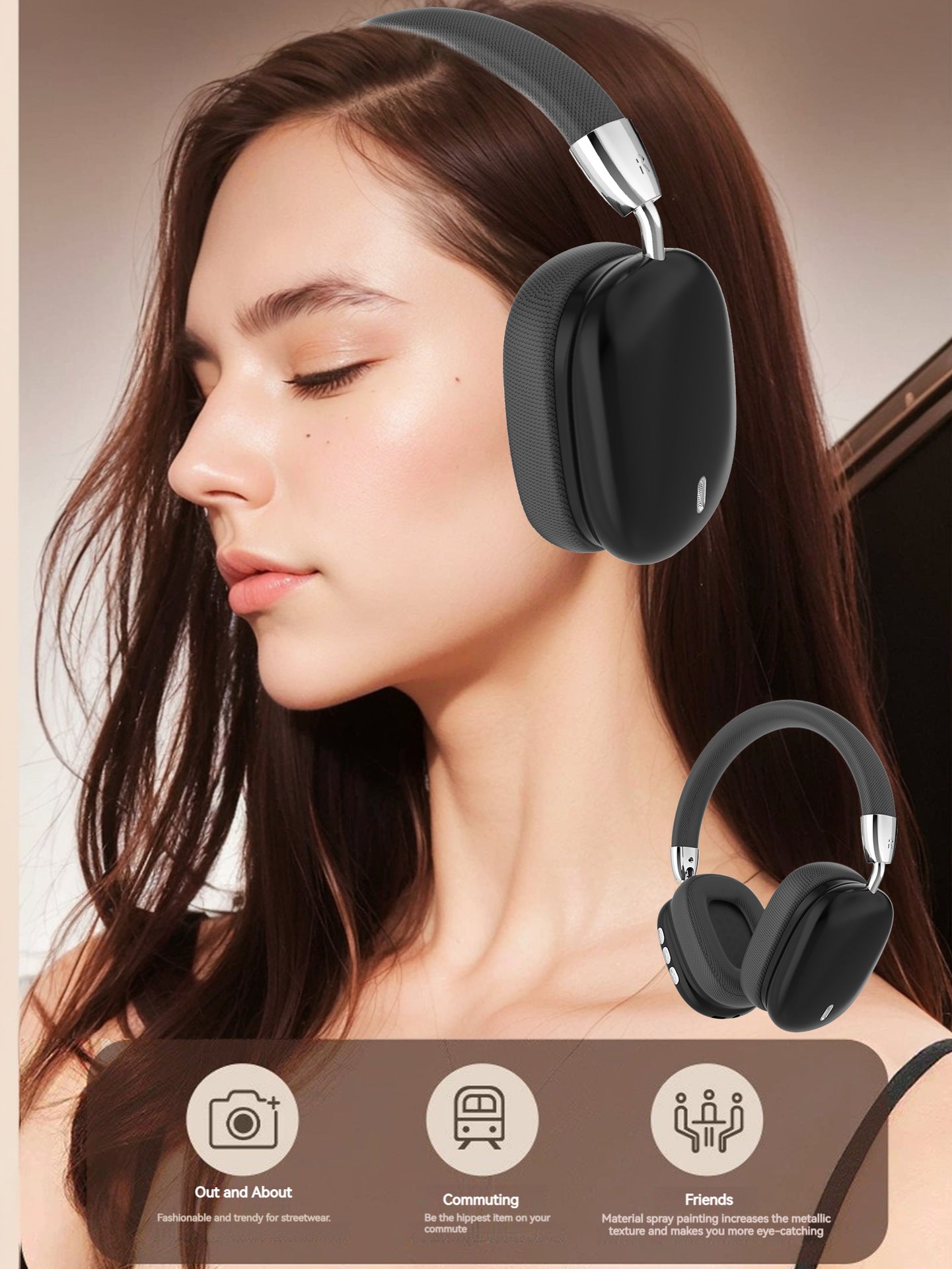 Premium Wireless Bluetooth Headphones with Stereo Hi-Fi Sound(black)